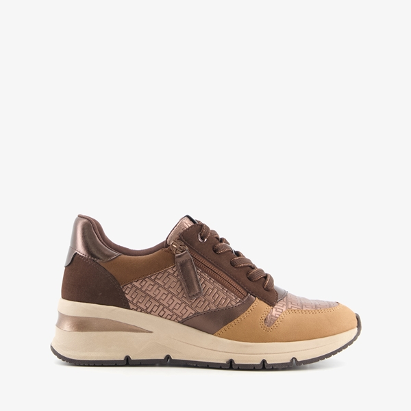 Tamaris dames sneakers bruin met print