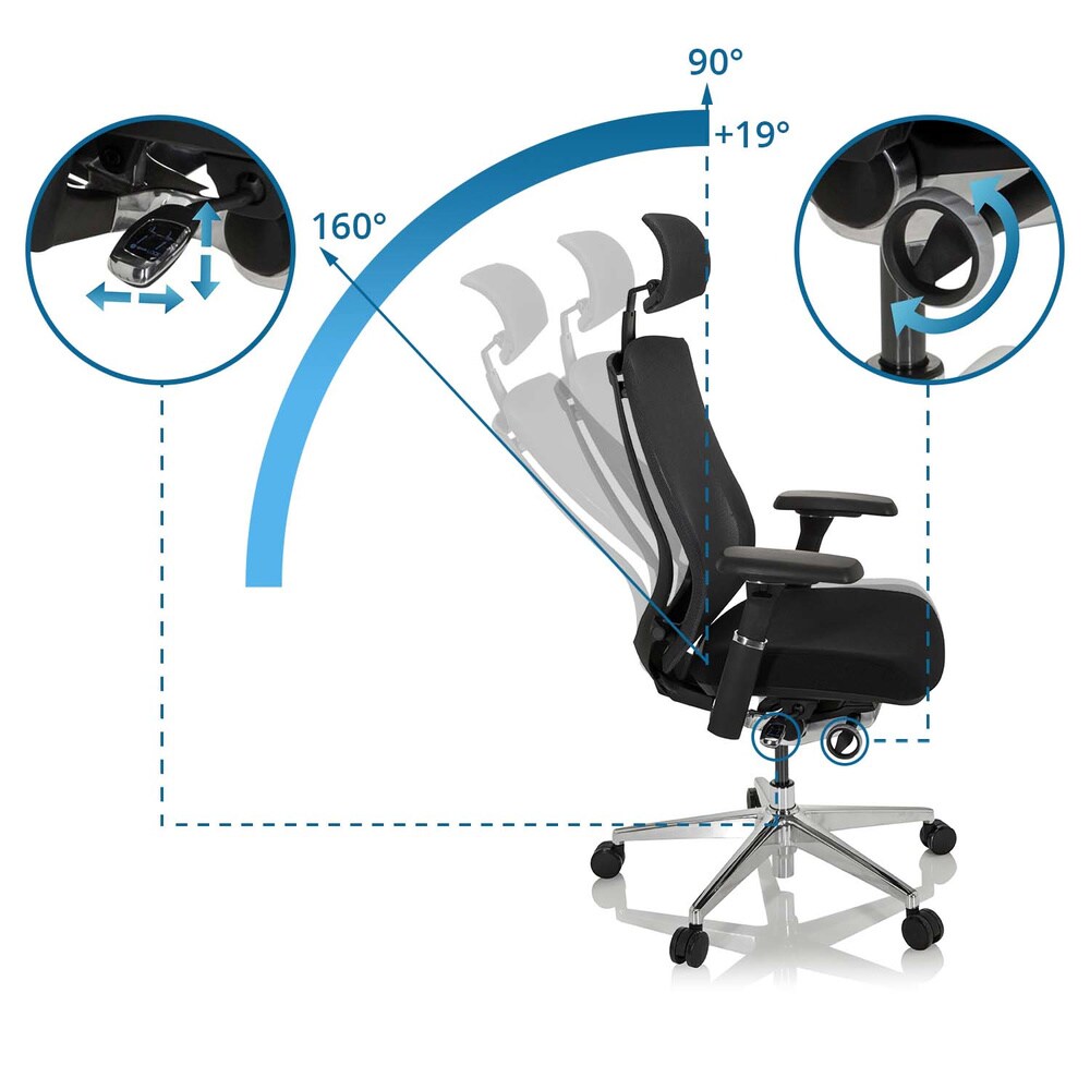 High End Bürostuhl INSPERO Stoff/Netzstoff mit Armlehnen hjh OFFICE