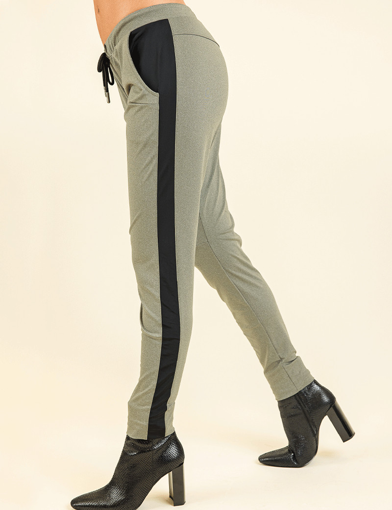 HBT BASICS INSOLITES | CHINÉ UNI CRUZ BAND PANTALON FEMME KAKI/NOIR