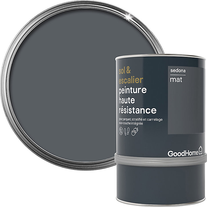 Peinture haute résistance sol et escalier GoodHome blanc Sedona mat 0,75L