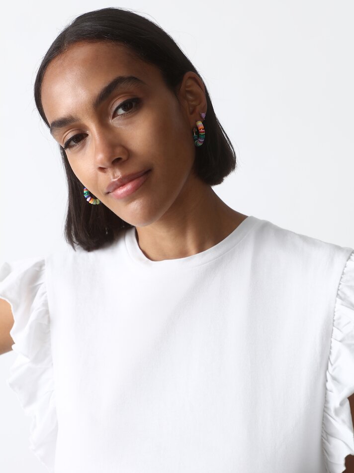 Camiseta com babados - Off-White