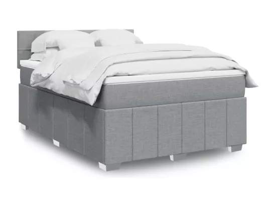 Sommier à lattes de lit avec matelas Gris clair 160x200cm Tissu