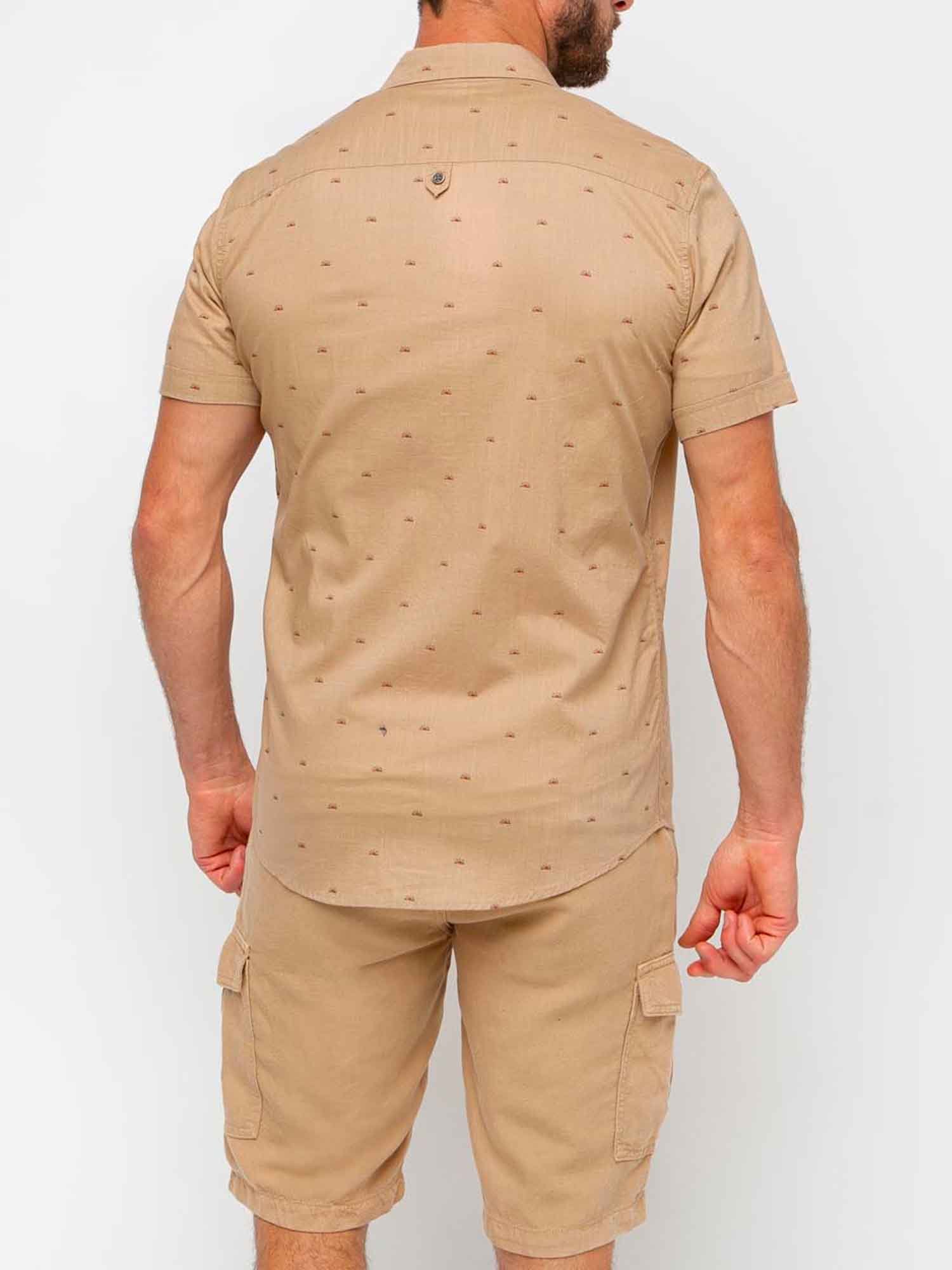 Chemise Homme Manches Courtes Coton Beige