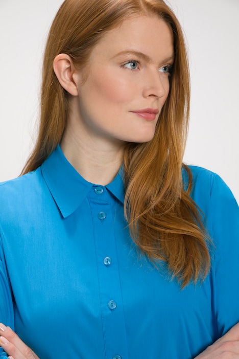 Midikleid, Volantsaum, Hemdkragen, 3/4-Arm