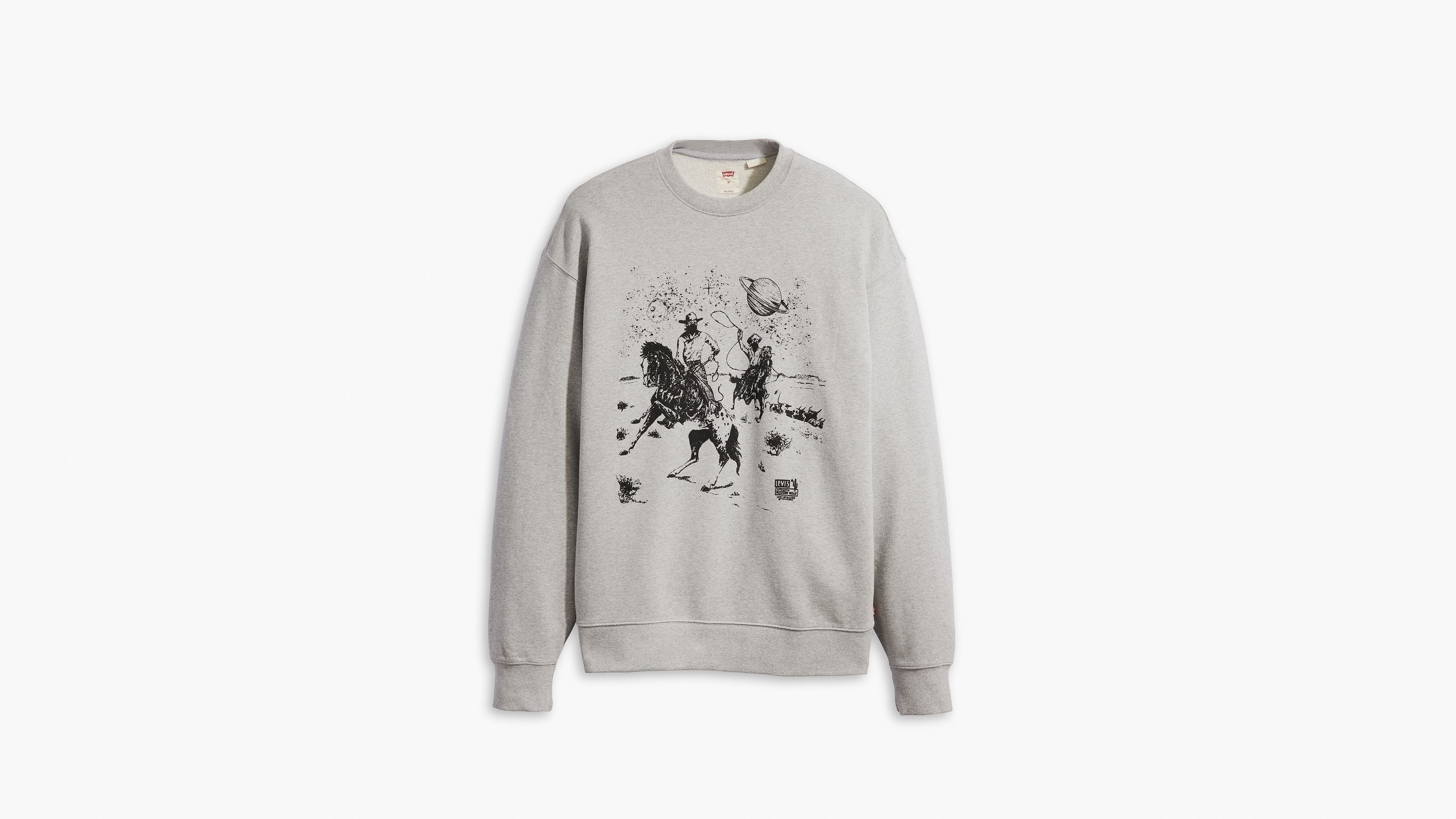 Sweat-shirt graphique à col rond et coupe décontractée - Space Cowboy Crew Midtone Heather Gray - Gris