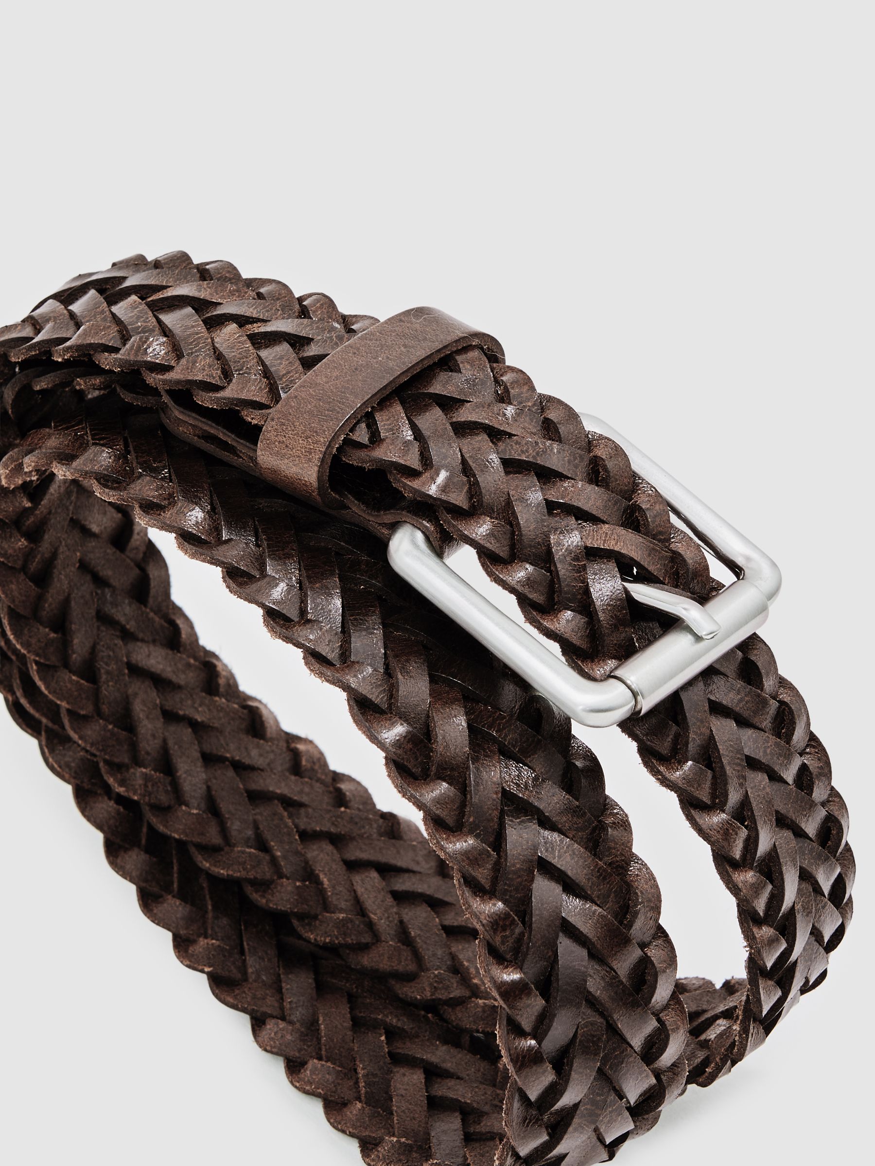 Reiss Carlton Leather Woven Belt
