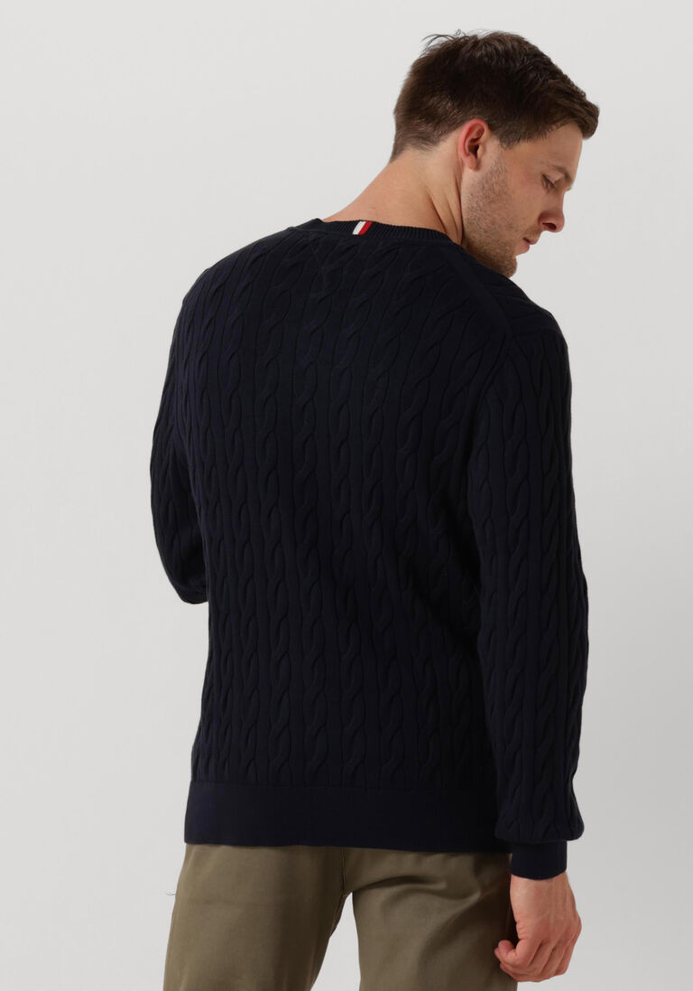 TOMMY HILFIGER donkerblauwe tommy hilfiger trui classic cable crew neck