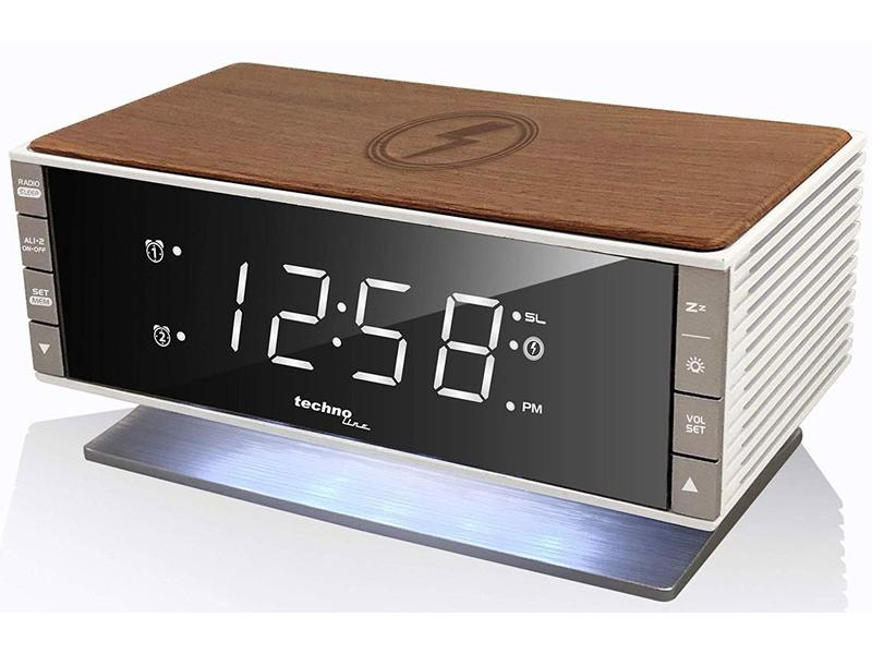 Technoline Digitalwecker WT487 Braun/Weiss Quarzwecker mit Ladestation für Handys