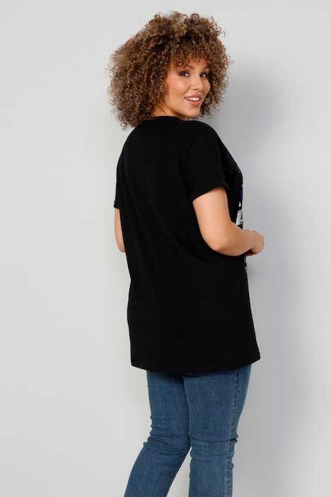 T-Shirt, großer Druck. Rundhals, Halbarm