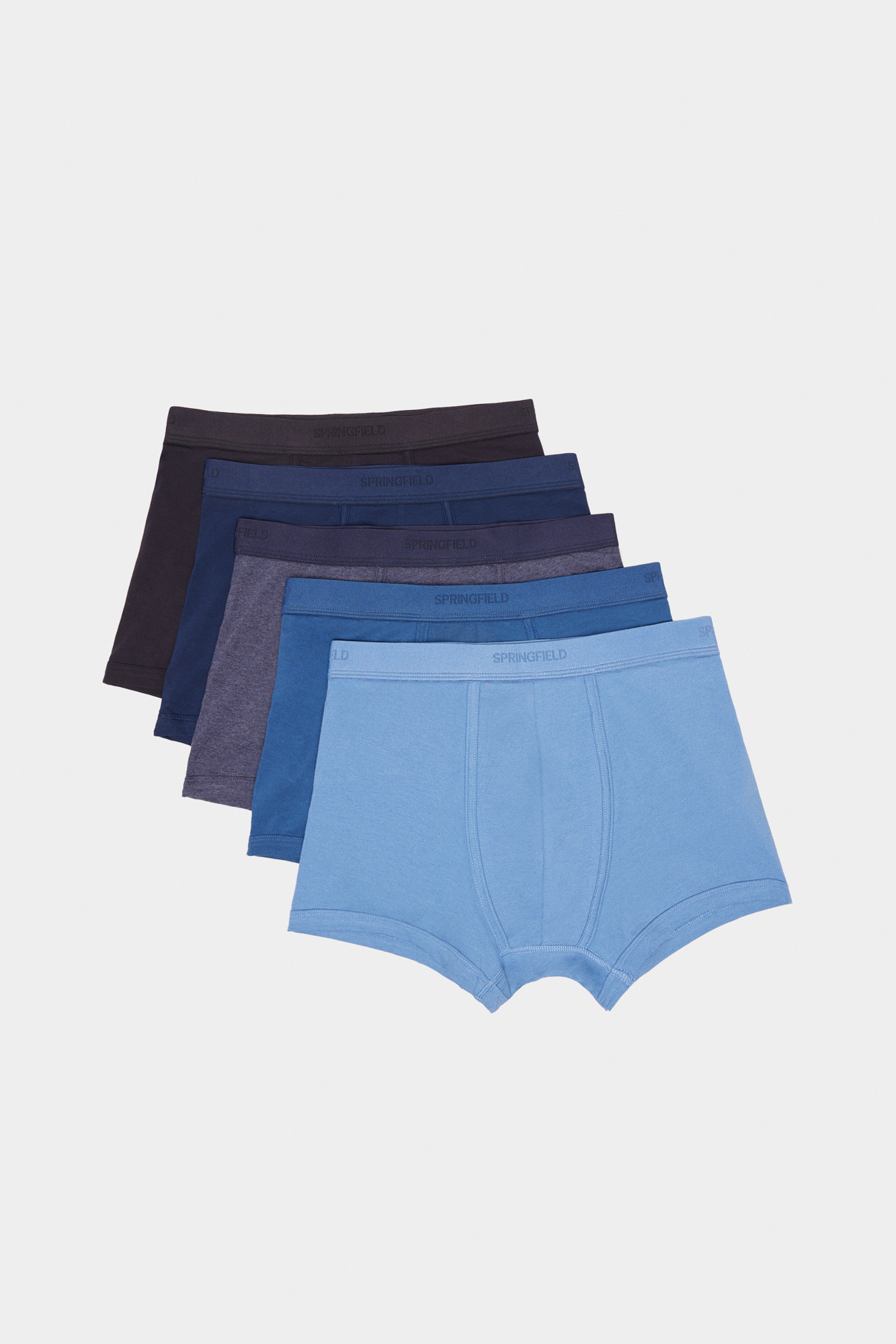 Pacote com 5 cuecas boxer básicas de algodão