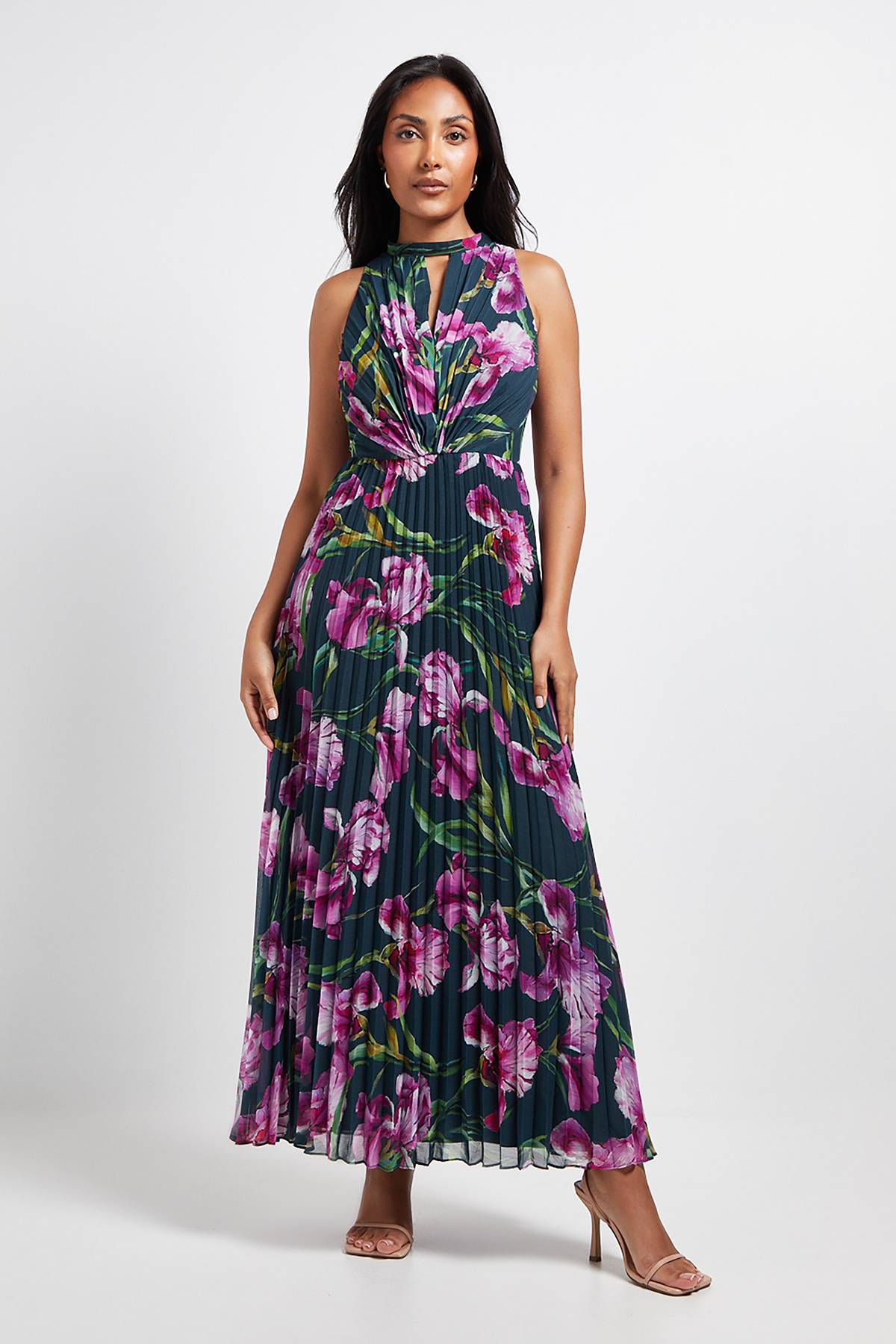 Wallis Robe Maxi Plissée à Imprimé Floral Petite Taille