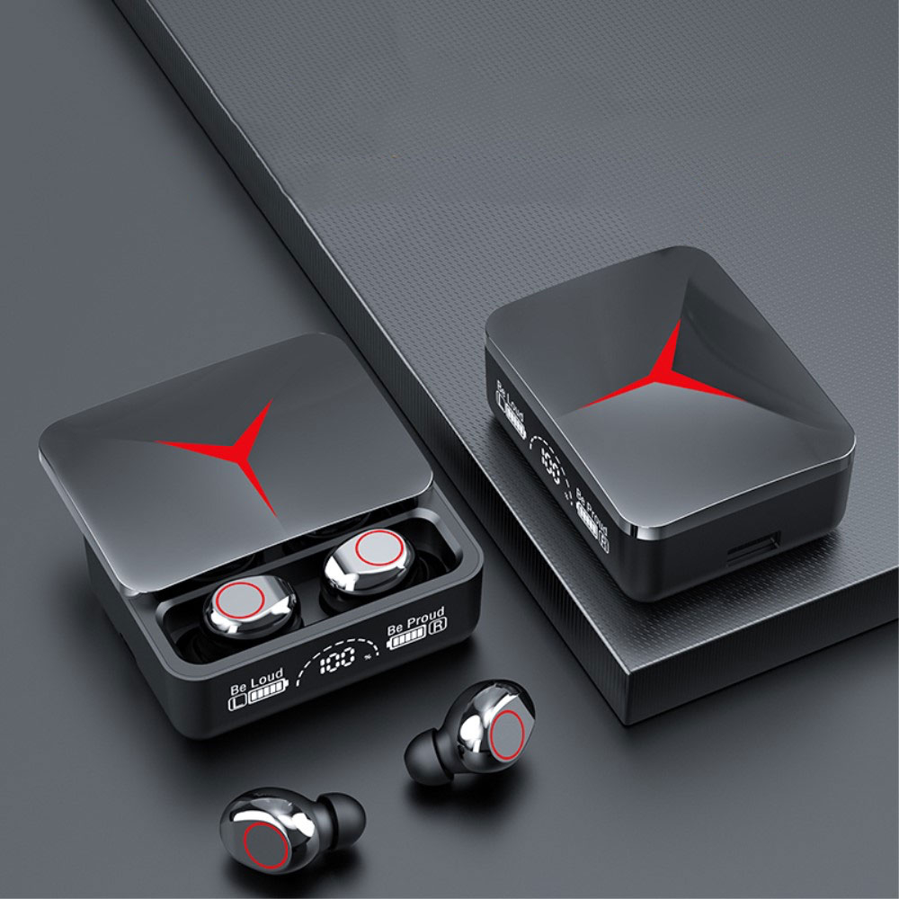 TWS Gaming Bluetooth In-Ear Kopfhörer True Wireless ENC Headset   Ladecase (Powerbank) mit Ladeanzeige (1200mAh) - Schwarz