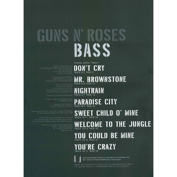 Faber Music Guns N´ Roses Bass