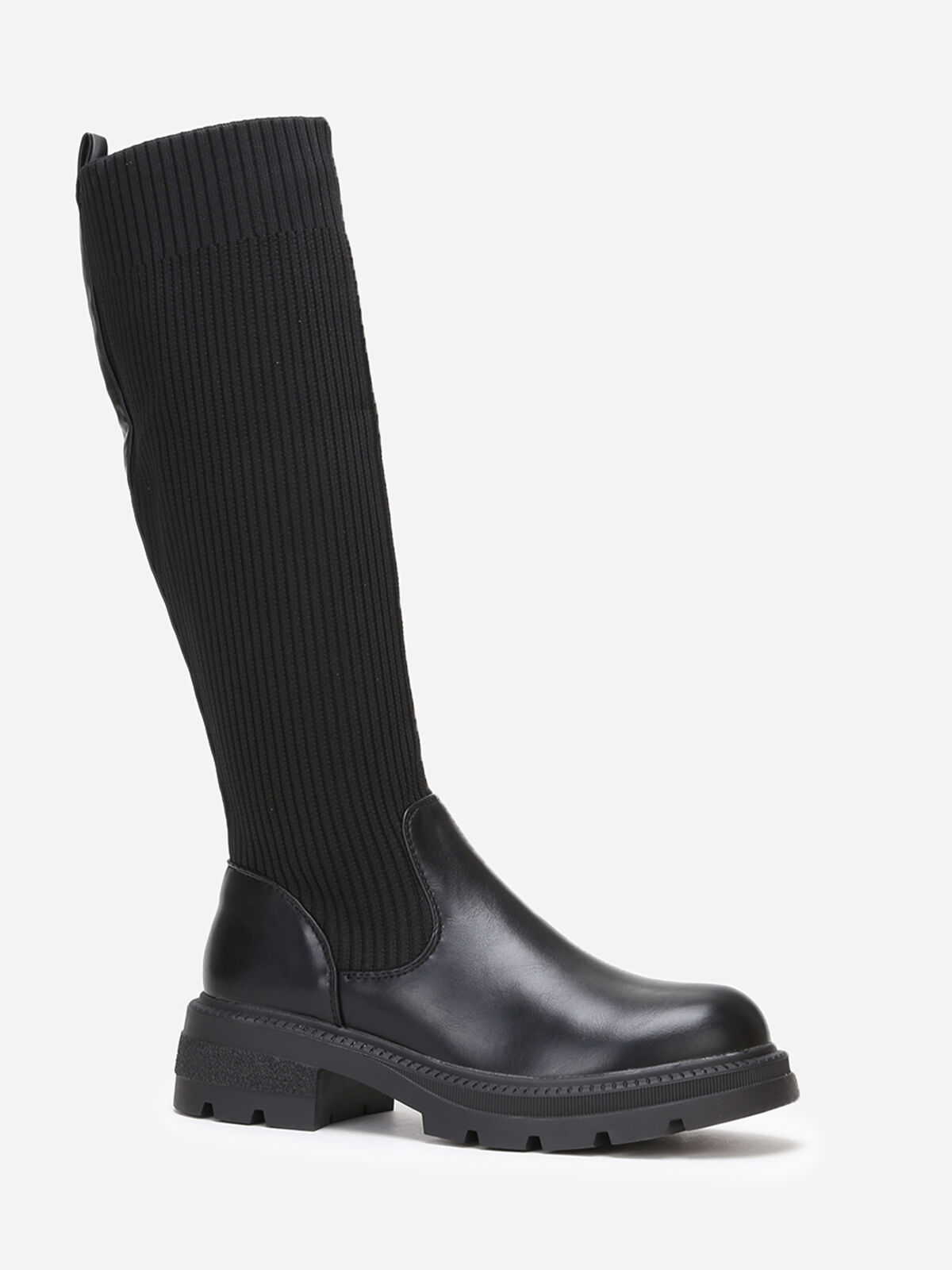 Bottes bi-matières effet chaussettes- Noir