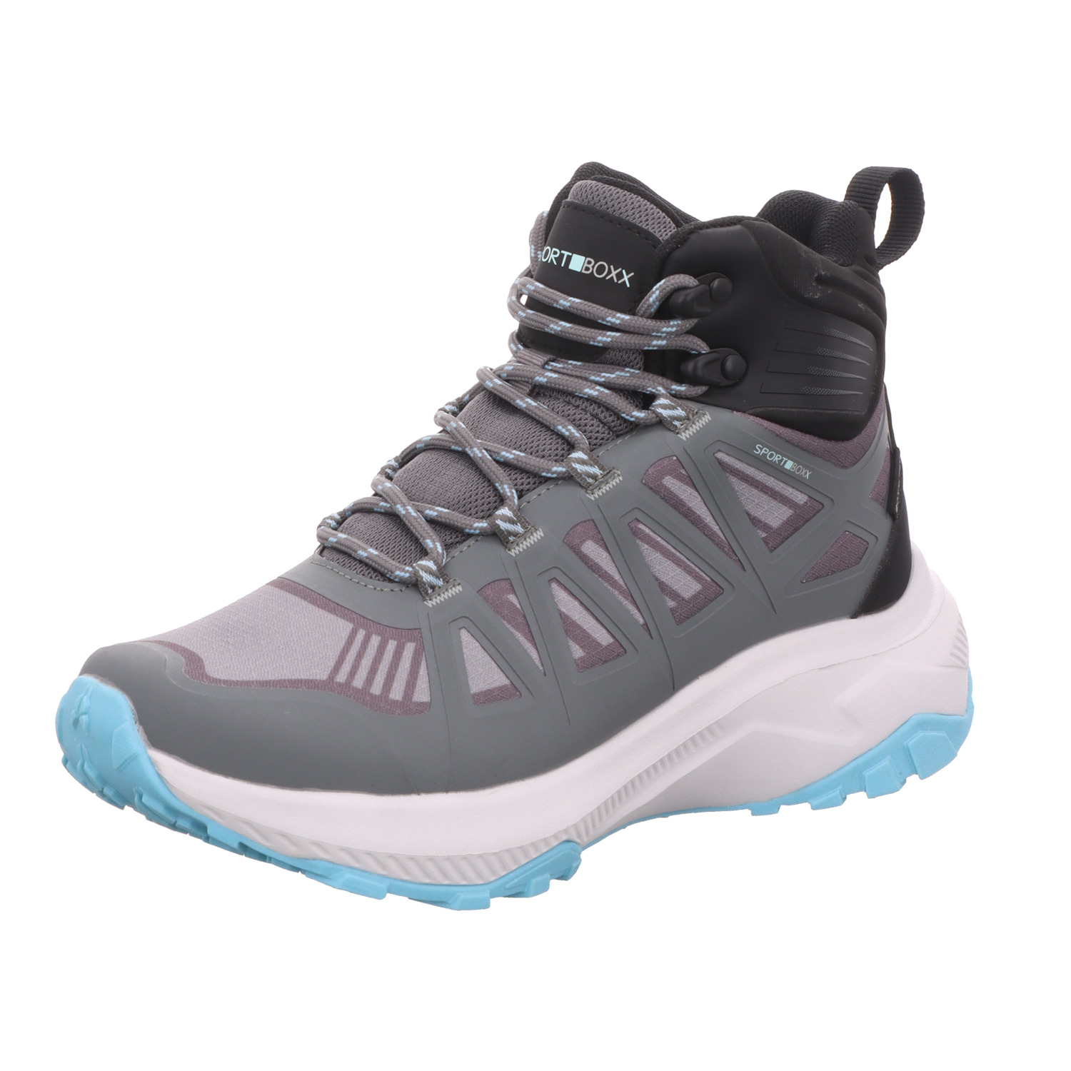 SPORT BOXX Damen-Outdoor-Leichtwanderstiefel Grau-Schwarz-Blau