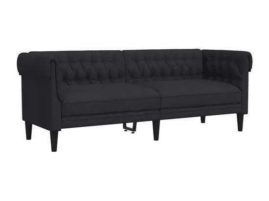 Canapé Chesterfield 3 places noir tissu