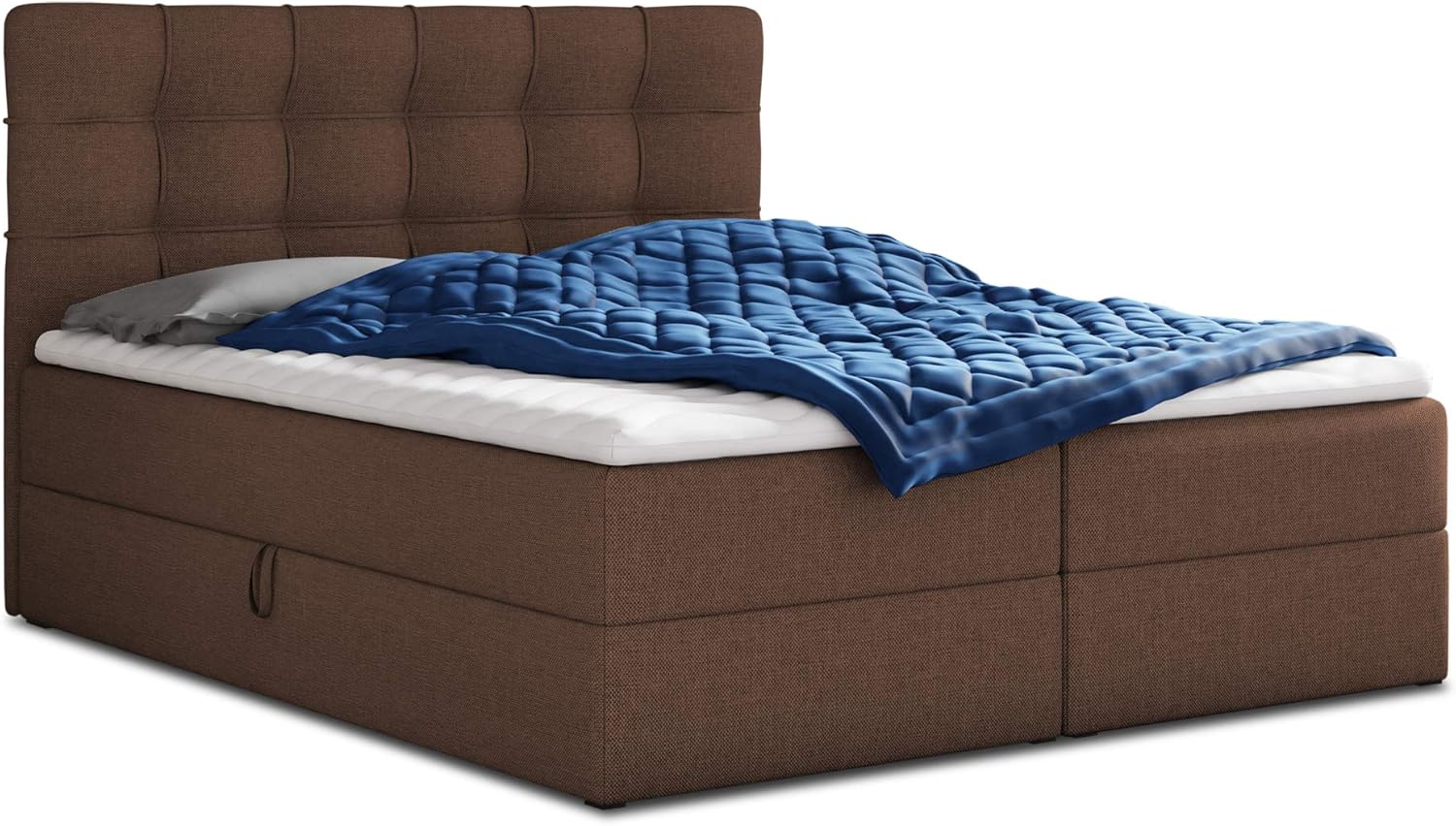 Sofnet Boxspringbett Best mit 2 Bettkästen, Doppelbett mit Bonell-Matratze und Topper, Polsterbett, Bett, Bettgestell, Stilvoll, Schlafzimmer (Braun (Inari 24), 140 x 200 cm)