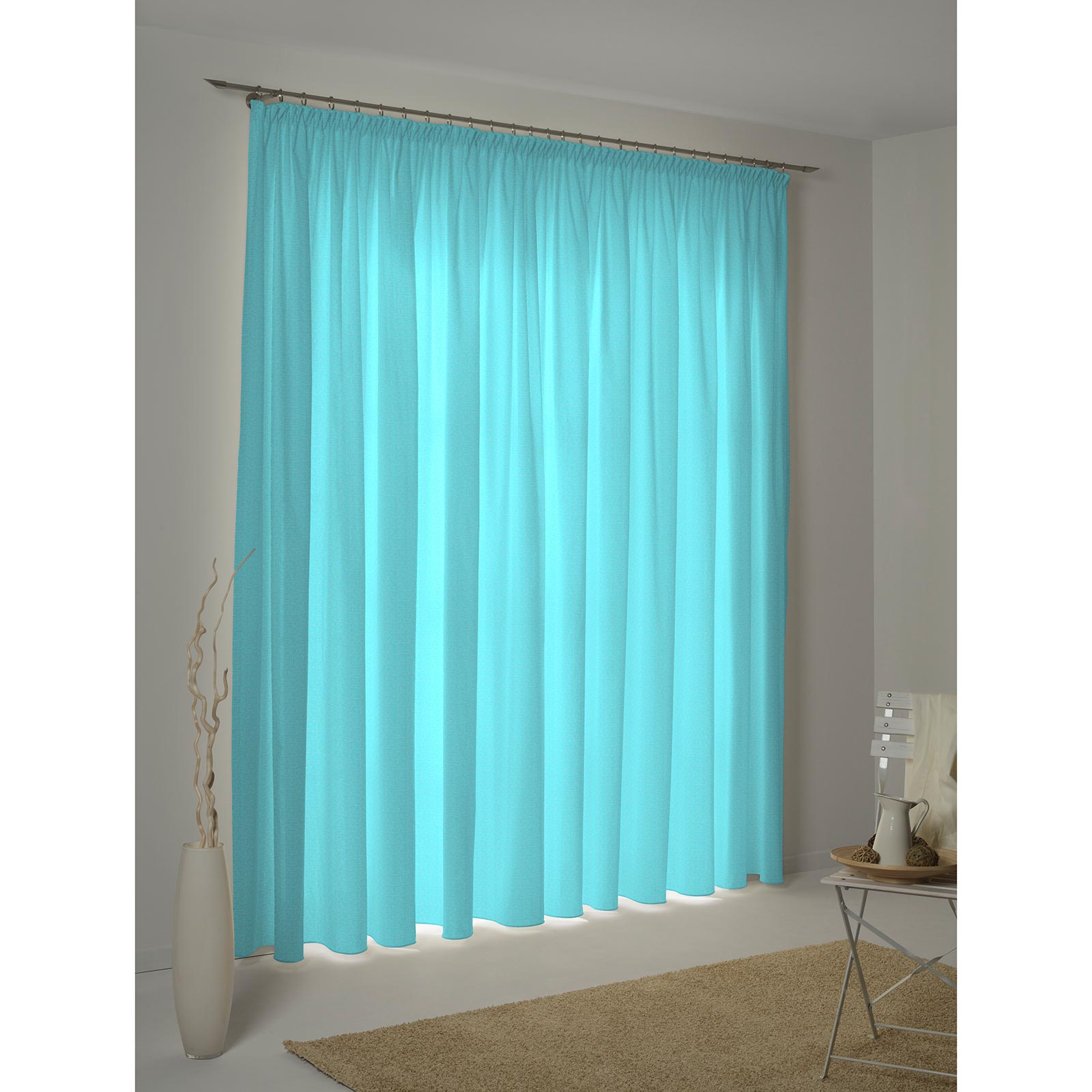 Einzelschal UNI COLLECTION - hellblau - mit Kräuselband - 145x145 cm