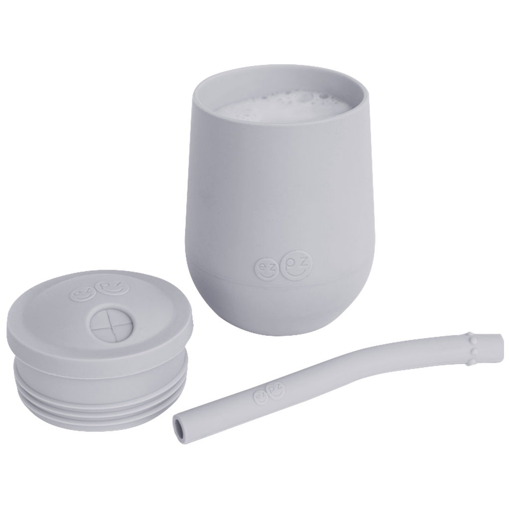 ezpzezpz   Mini Becher mit Strohhalm und Deckel pewter