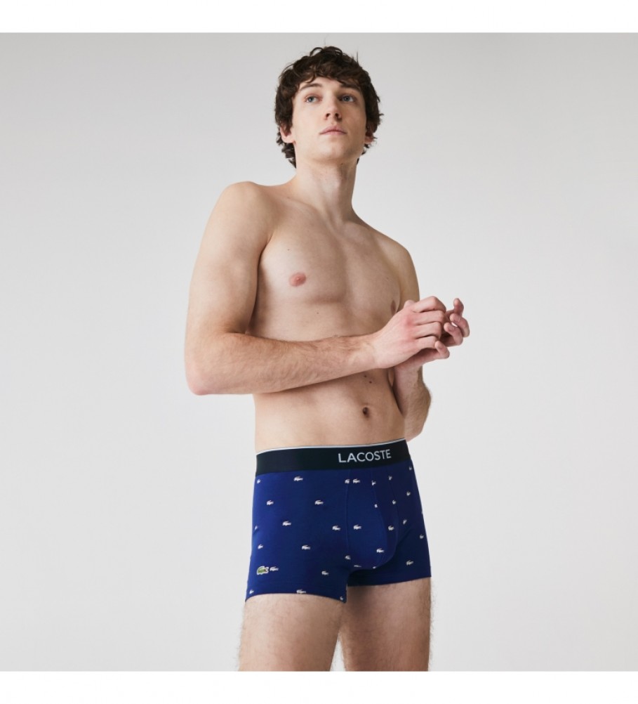 Conjunto de 3 cuecas boxer Lacoste 5H3411_W3T azul, cinza e vermelha