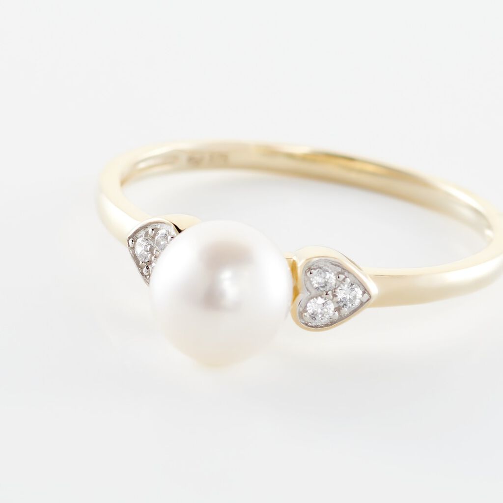 Bague Andromaque Or Jaune Perle De Culture Oxyde