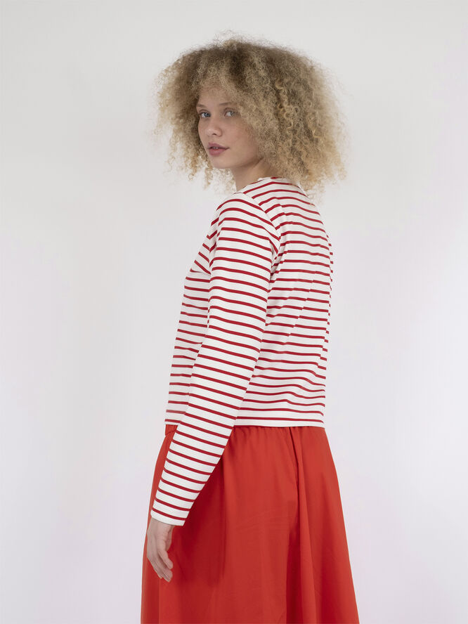 Neo Noir Claudio Stripe Blouse Red