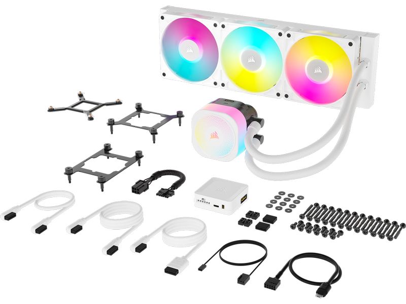 Corsair Wasserkühlung ICUE Link Titan 360 RX RGB Weiss CPU-Flüssigkeitskühler mit RX120 RGB-Lüftern
