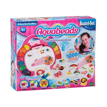 Aquabeads Bastel-Set Künstlerkoffer über 1200 Perlen und Glitzerperlen