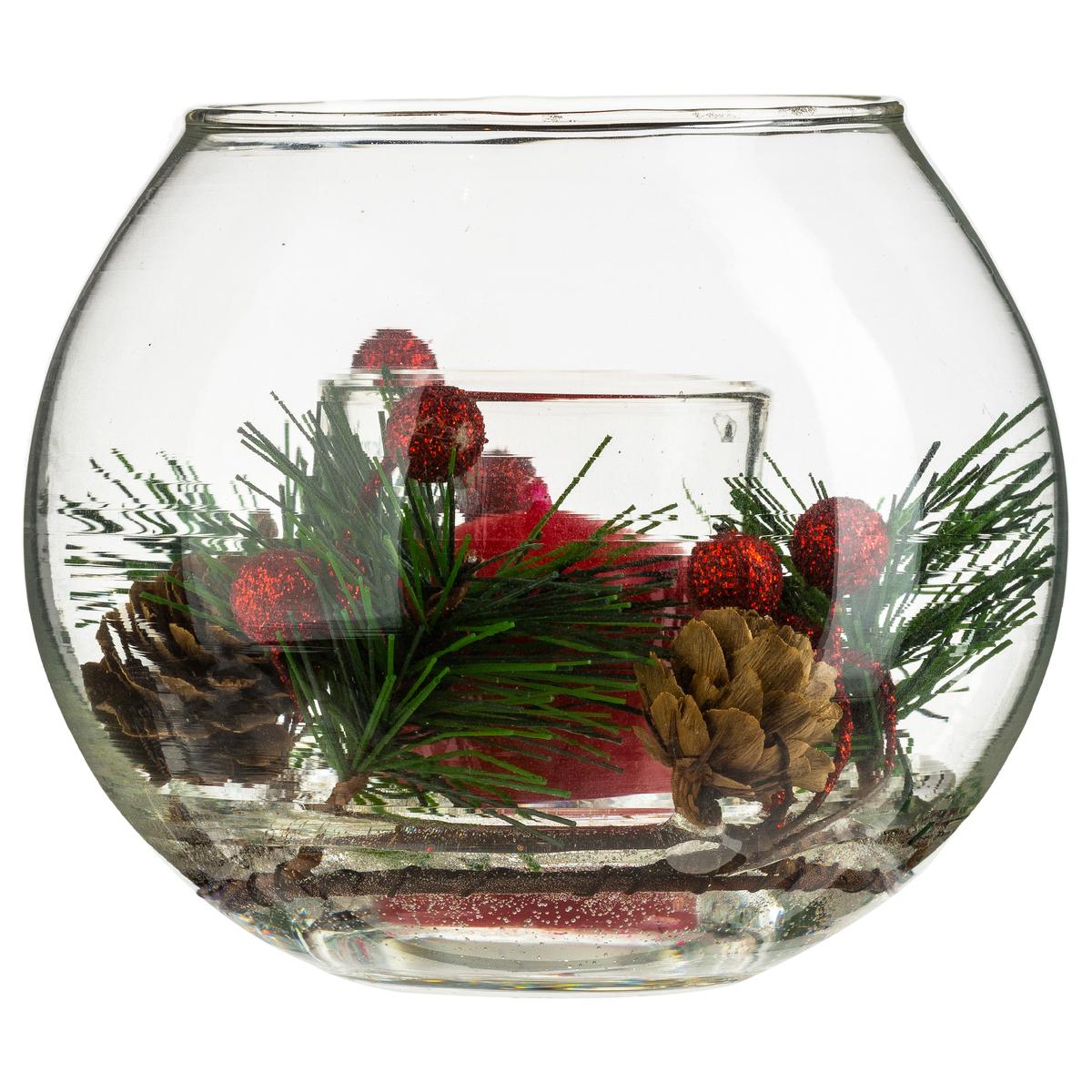 BOUGIE BOULE VERRE ET DECO 61G