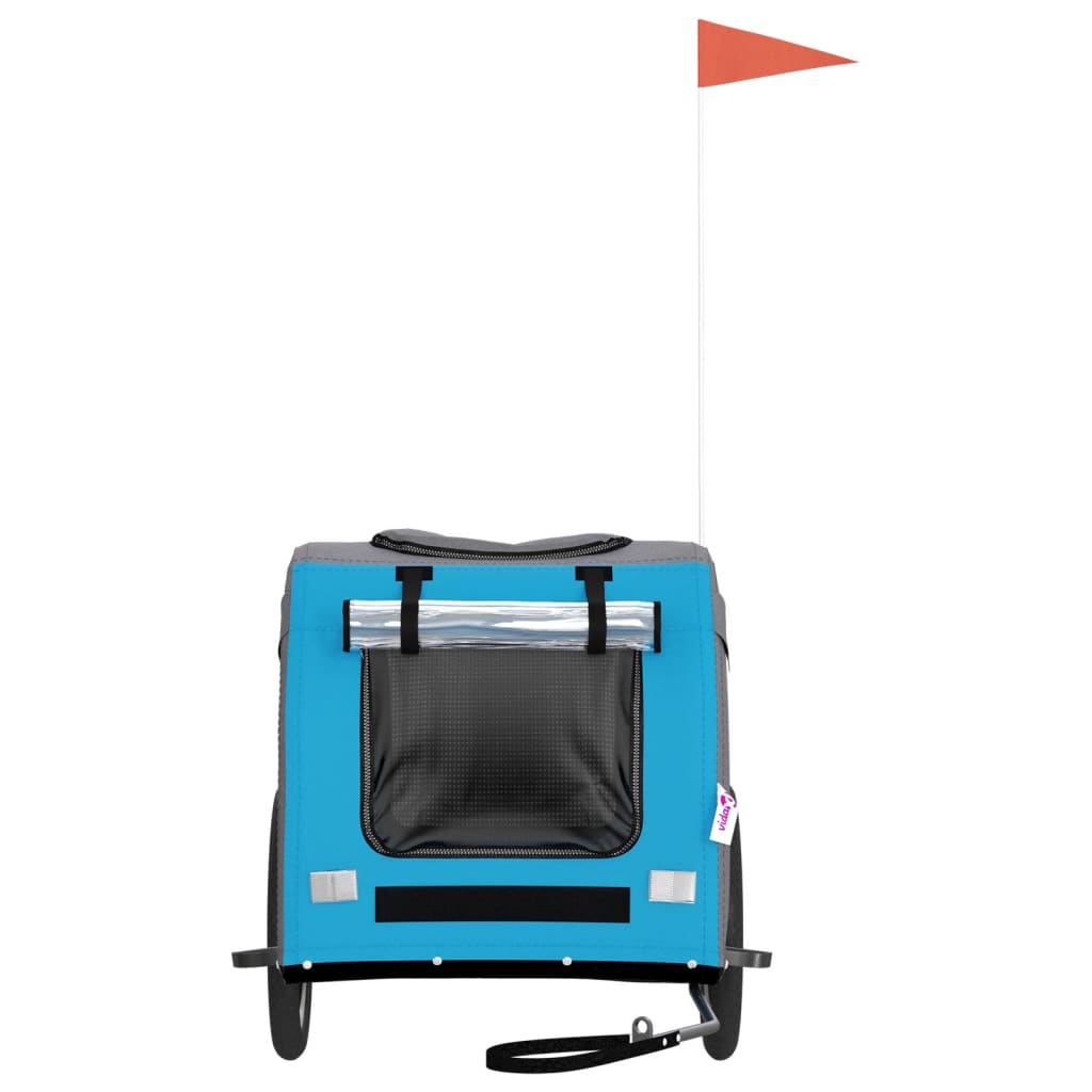 Reboque para cães para bicicleta vidaXL, ferro, tecido Oxford, cinza-azulado