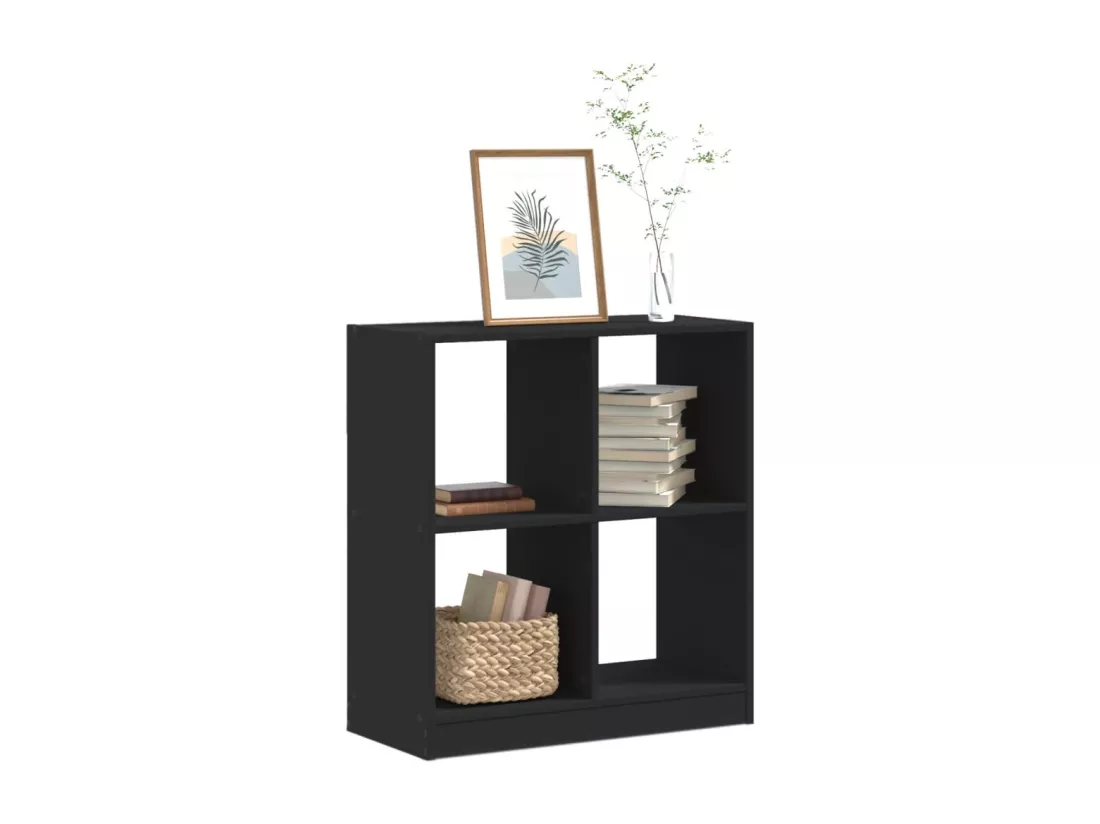 Bibliothèque noir 68,5x32x75 cm bois d'ingénierie