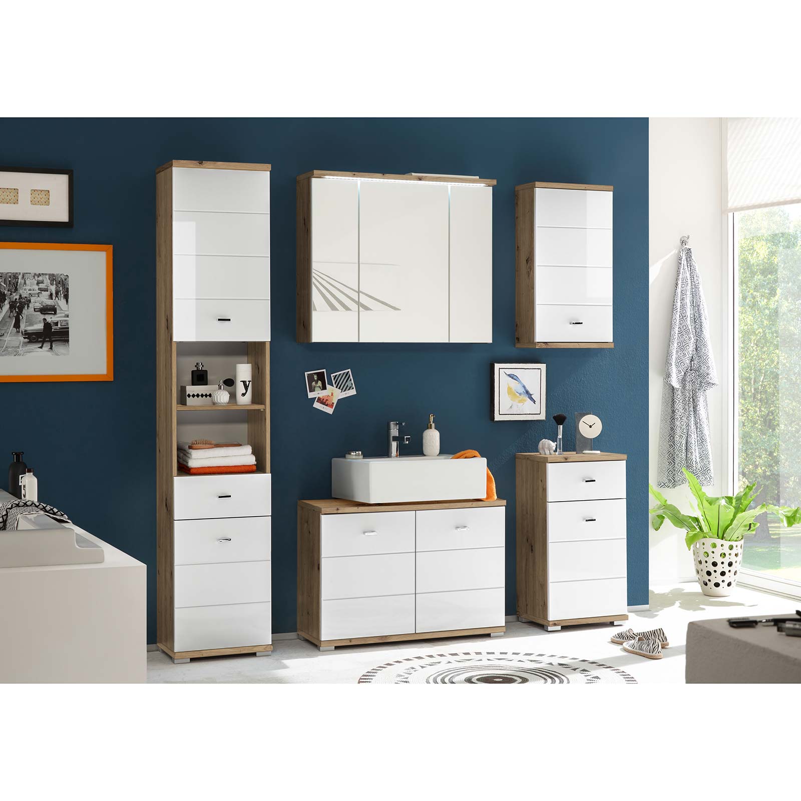 Spiegelschrank - Artisan Eiche - 80 cm breit