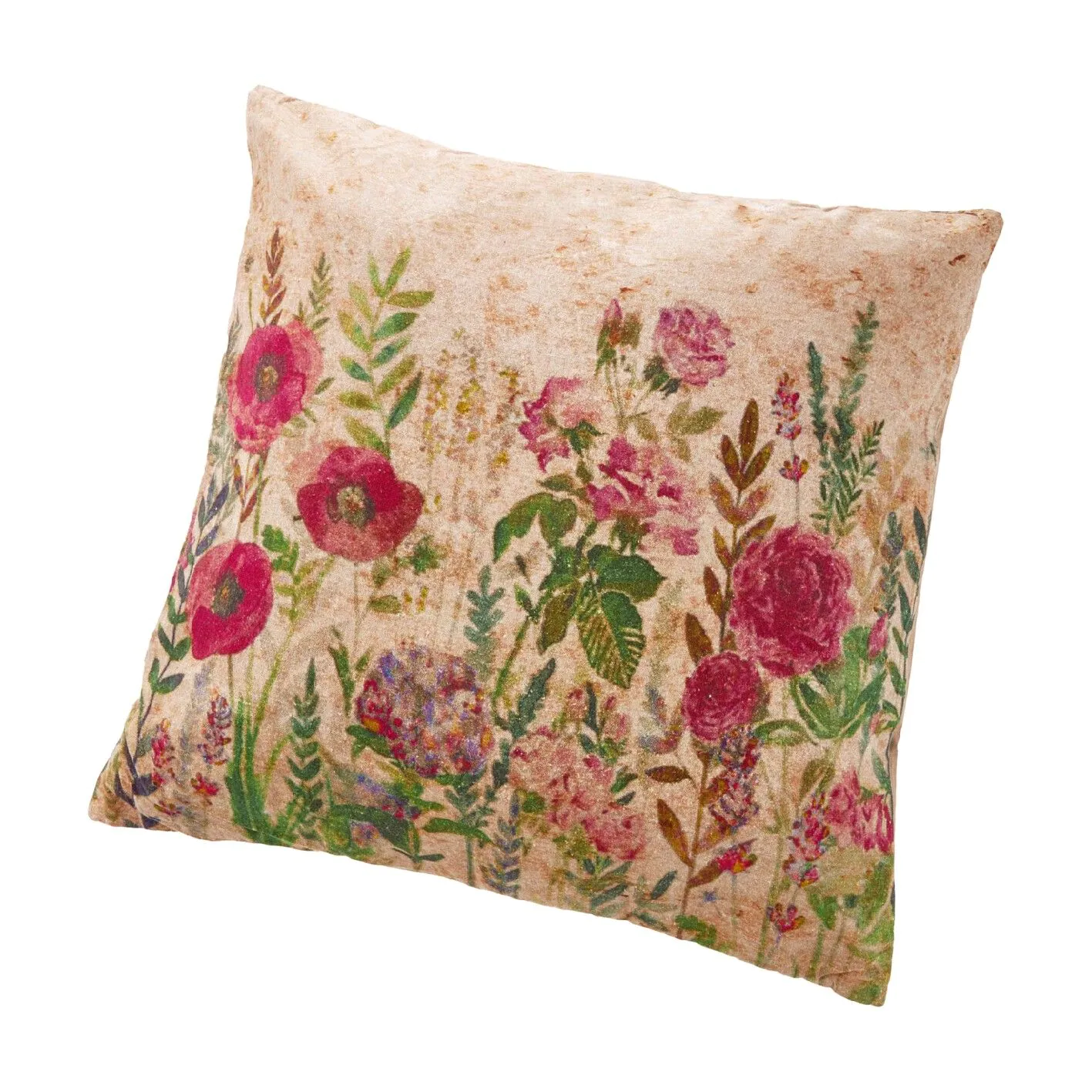 Kissen Blumen, beige/rot, 60 cm