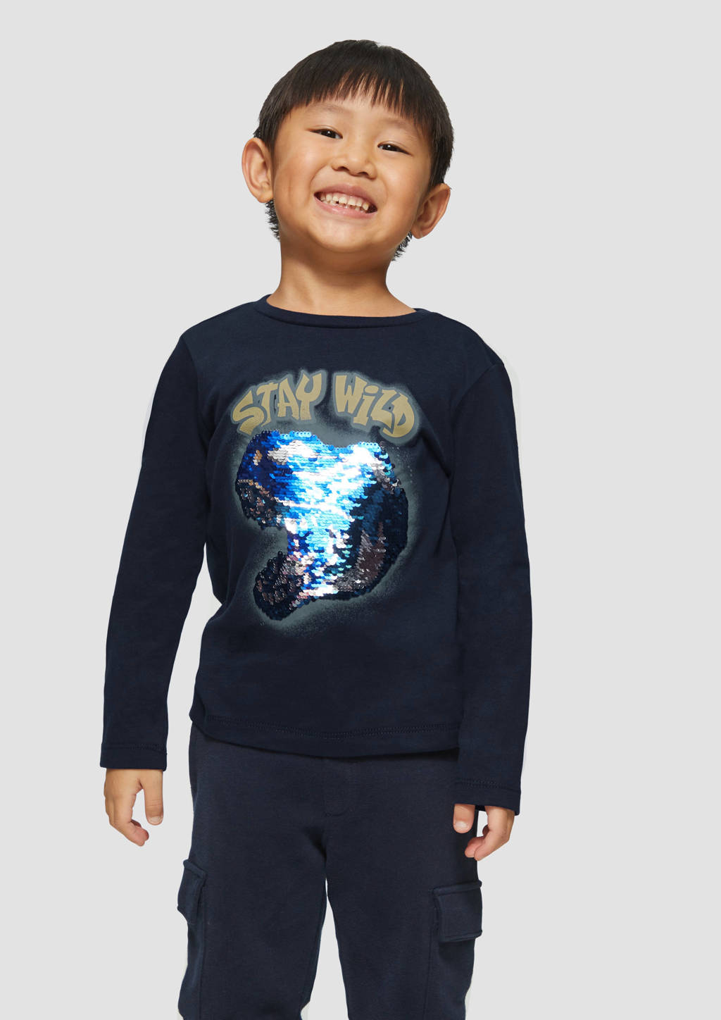 s.Oliver longsleeve met printopdruk donkerblauw