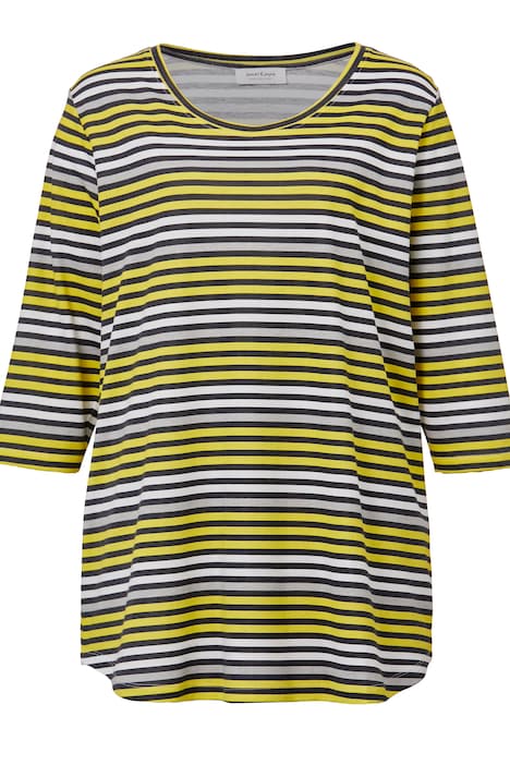 T-Shirt, Ringel, Rundhals, 3/4-Ärmel