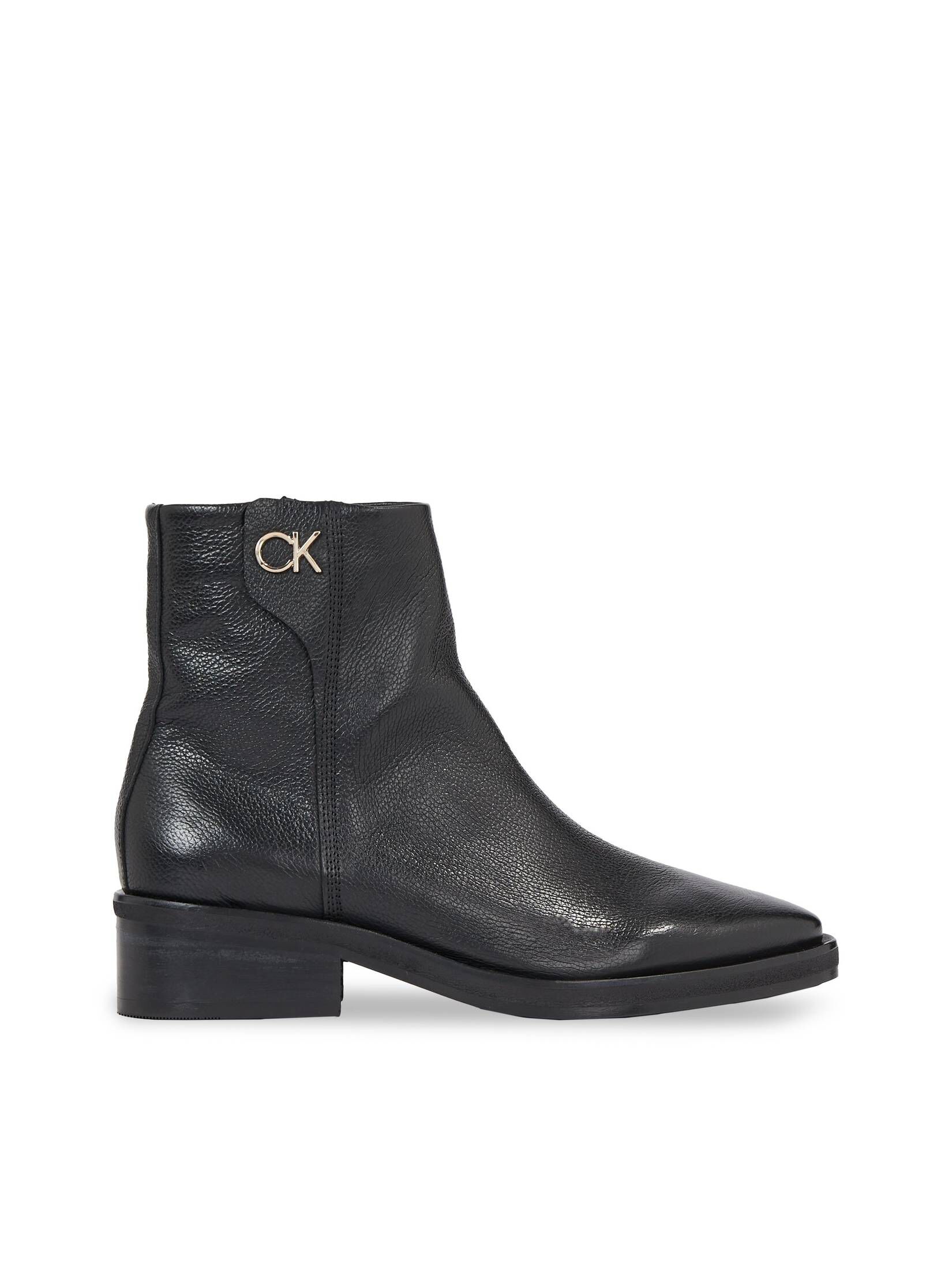 CALVIN KLEIN| Damen Stiefeletten aus Leder TAPERED BLOCK HEEL BOOT