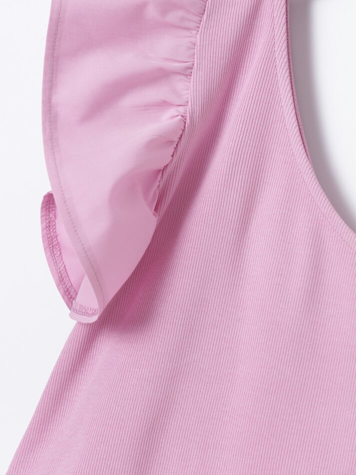 Top assimétrico com babado - Rosa