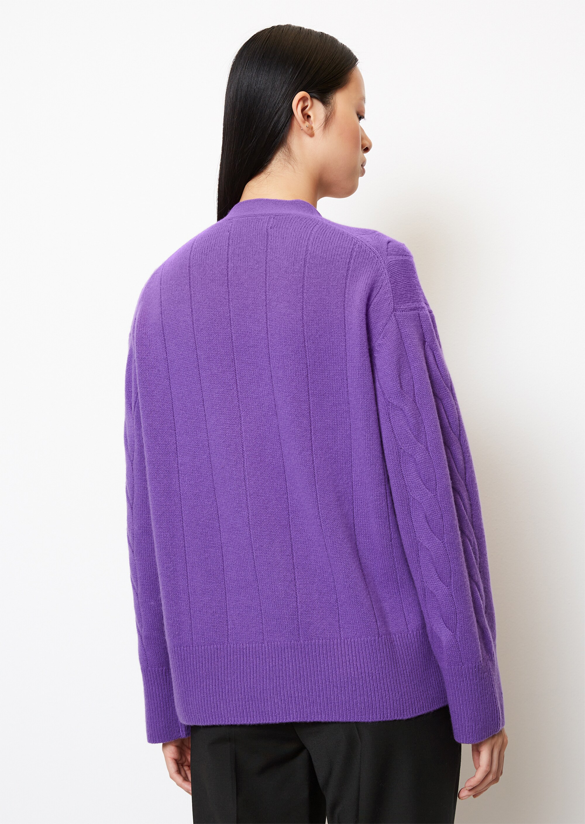 Zopfmuster-Cardigan oversize aus Schurwolle-Kaschmirwolle-Mix