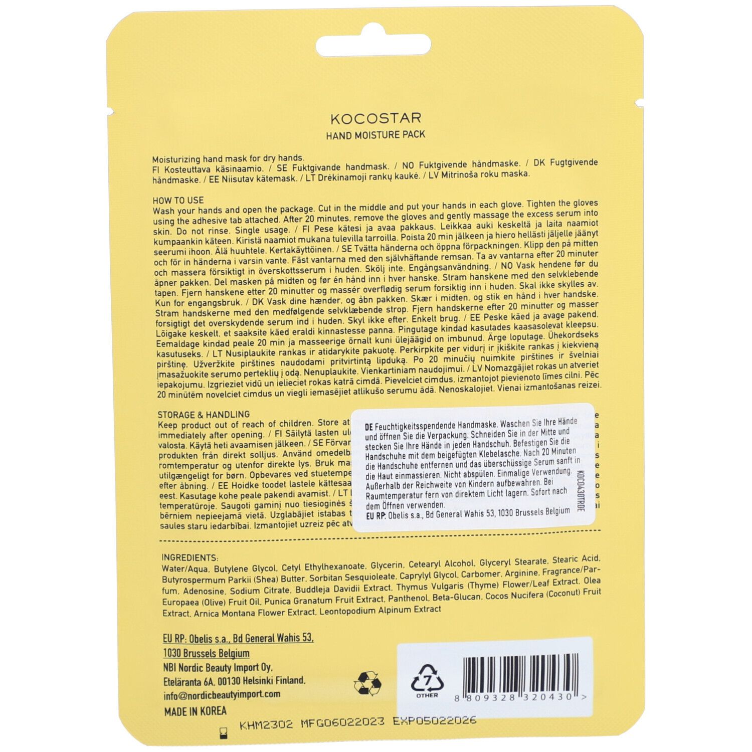 KOCOSTAR Hand Moisture Pack