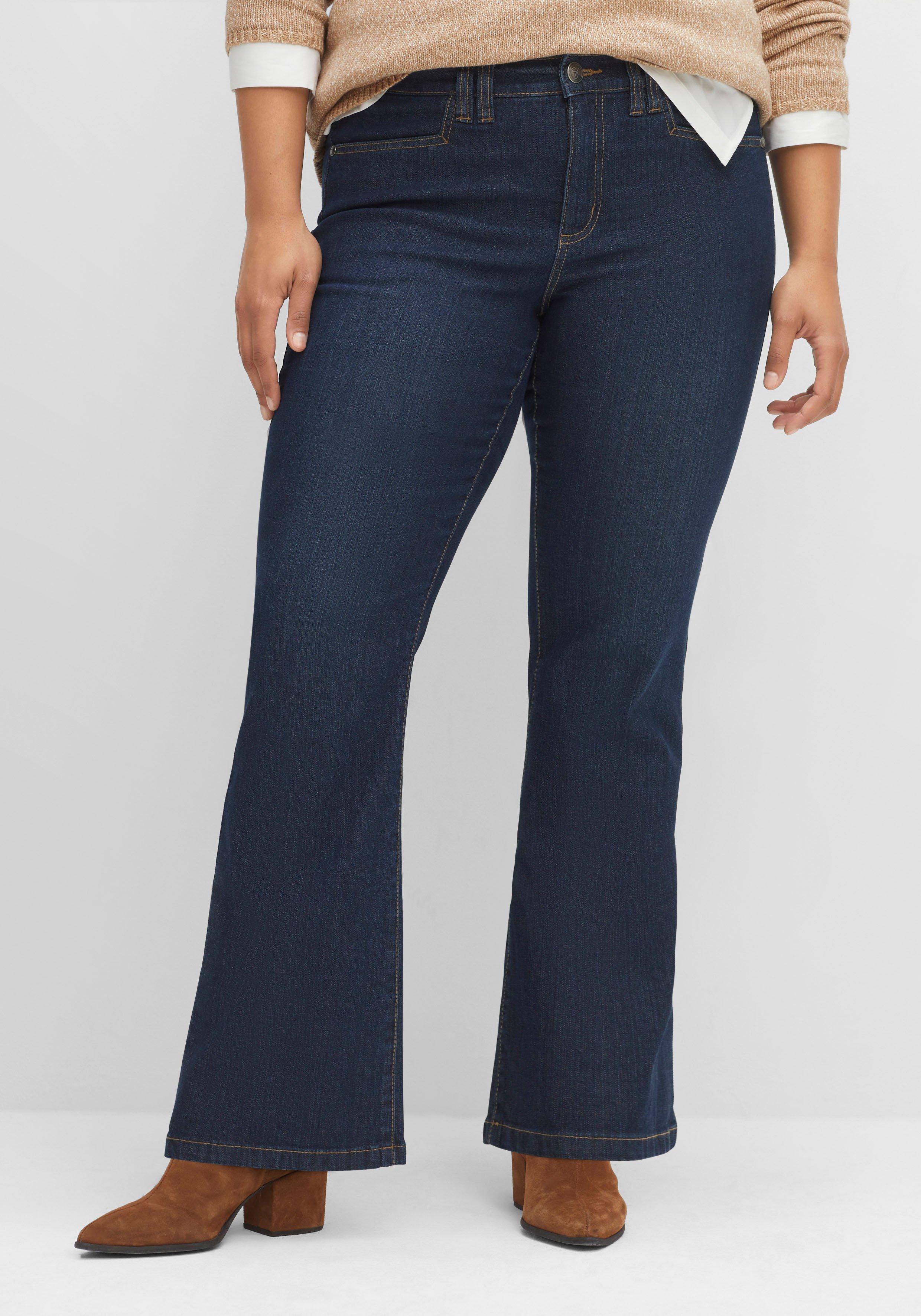 Bootcut-Jeans mit  Kontrastnähten