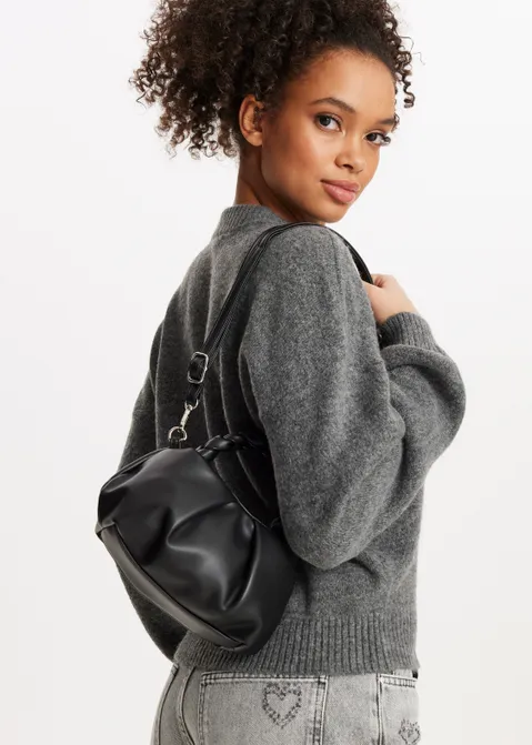 Crossbody tas met gevlochten detail zwart (ZWART)
