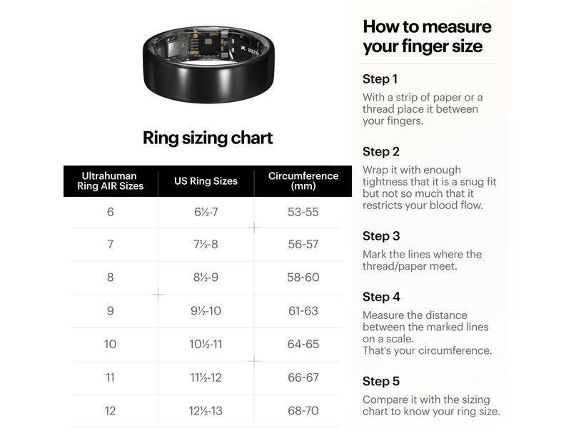 Ultrahuman Ring AIR Grösse: 8, Dunkelgrau Smartring