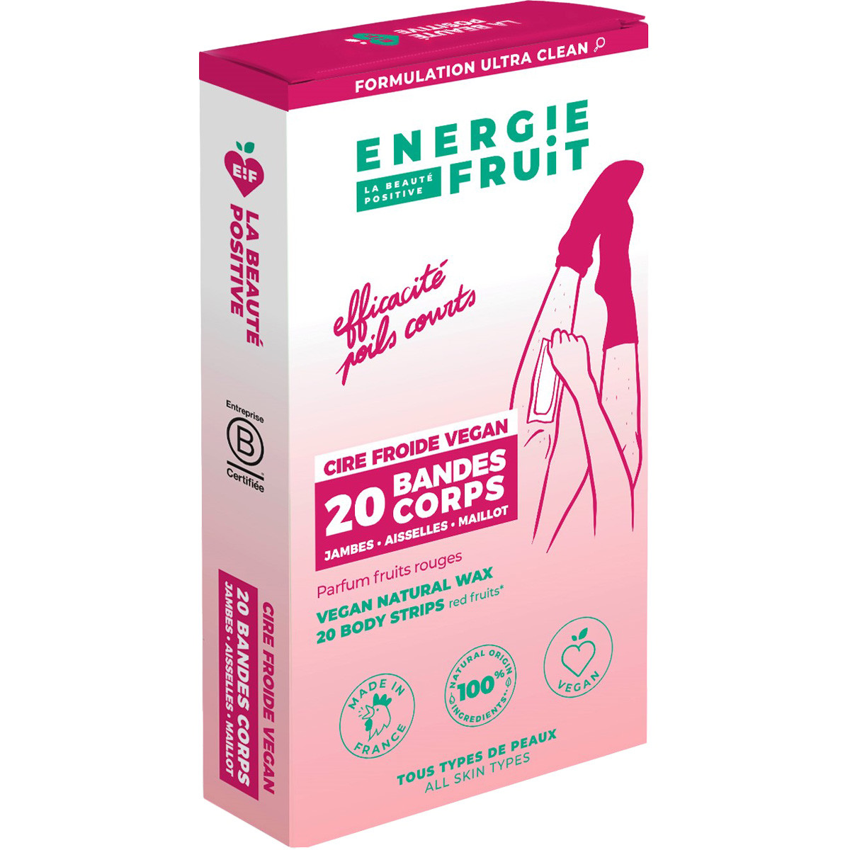 Bandes de cire froide naturelle - Fruits rouges - Corps - 2 x 20 unités