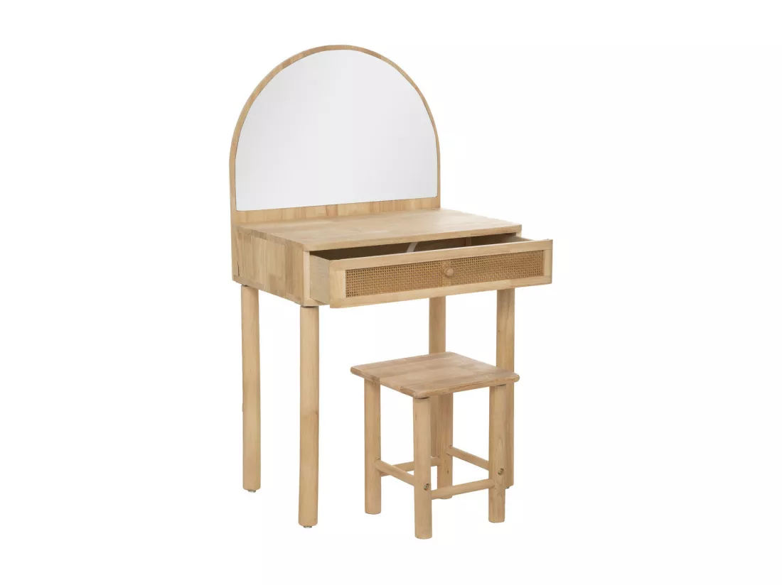 Coiffeuse et Tabouret en bois avec Miroir pour chambre d'enfant