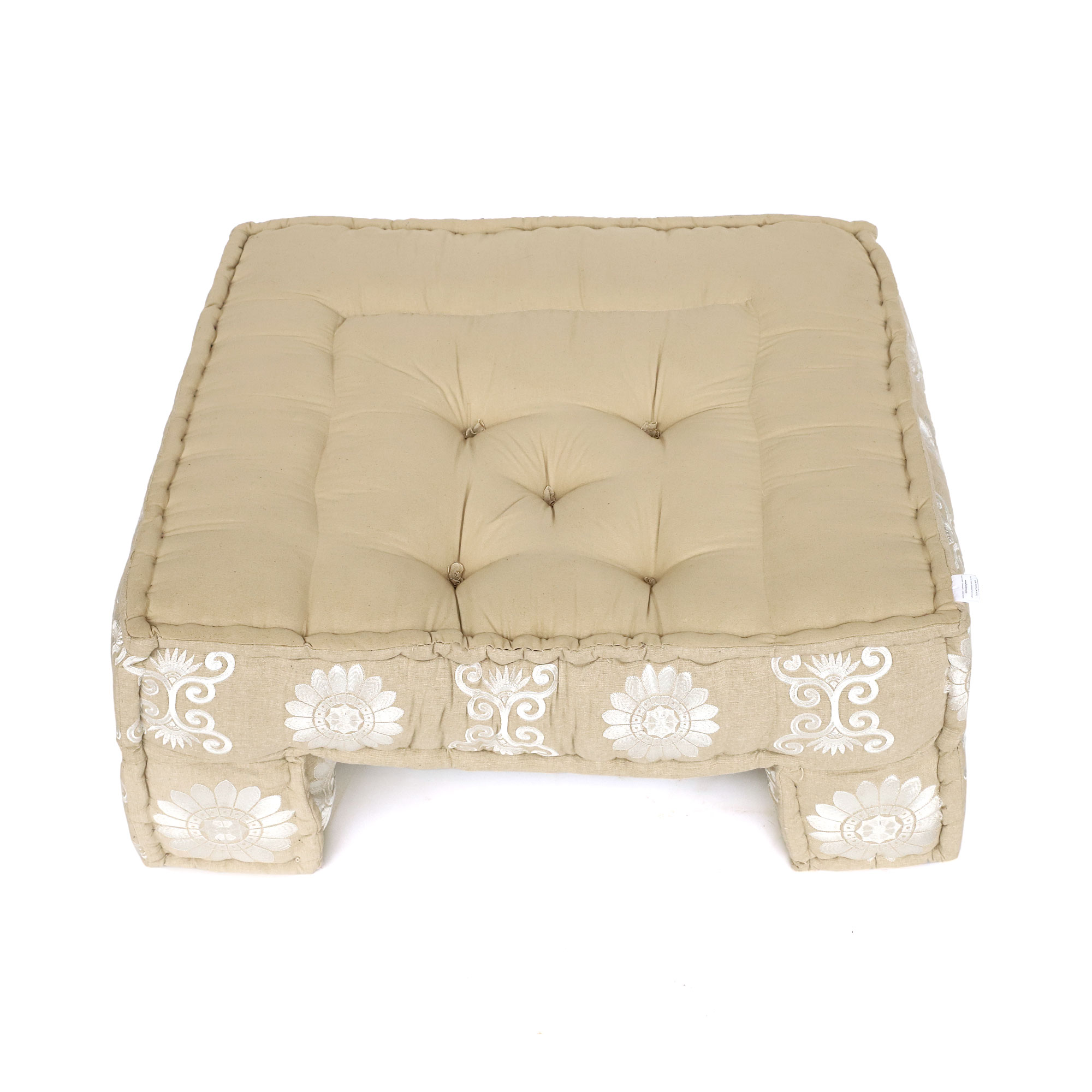 Bodensessel, beige-weiß, B 80 cm, L 80 cm, H 40 cm von fischer's lagerhaus