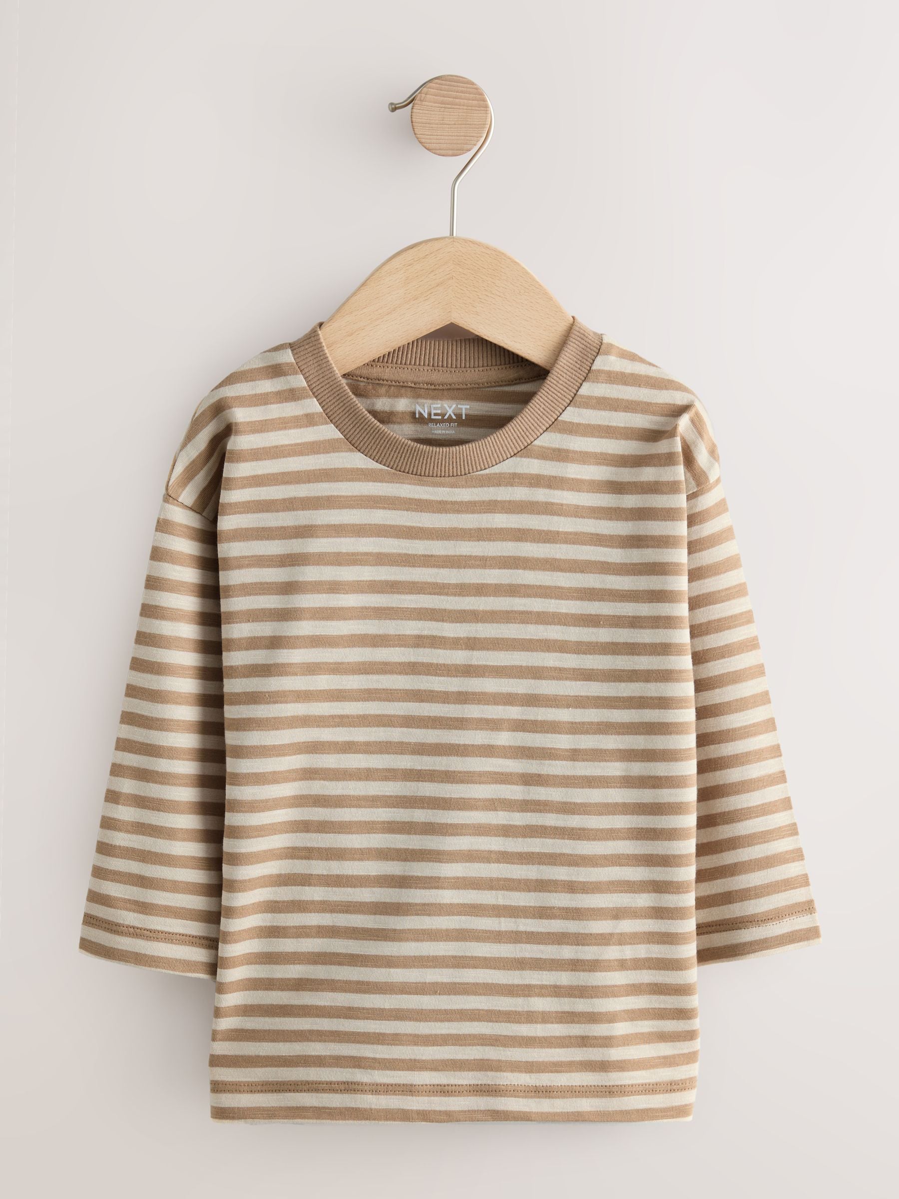 Naturel Lichtbruin Hamish - T-shirts met lange mouwen en dierenfiguurprint verpakking van 3 (3 mnd - 7 jr)
