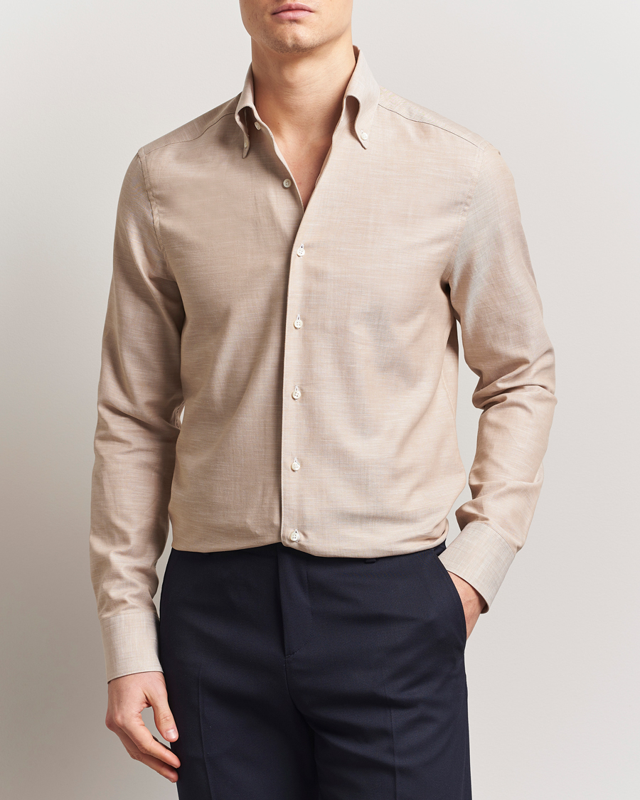 Stenströms Soft Cotton One Piece Button Down Shirt Beige