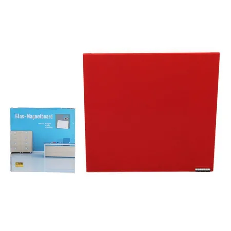 Idena Glas-Magnetboard rot mit 8 Magneten,35 x 35cm