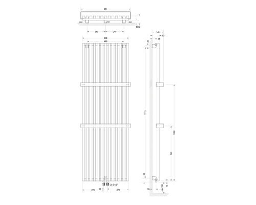 SCHULTE Lyon designradiator 1800x462 mm café bruin met middenaansluiting