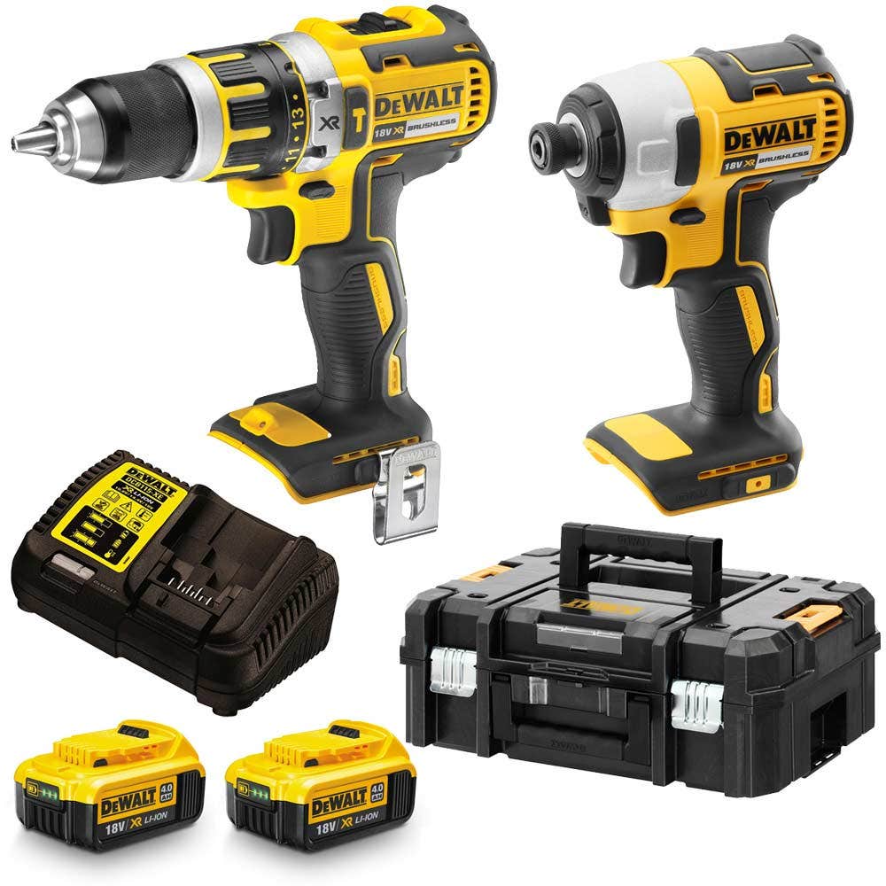 Kit combinado DEWALT 18V sem escova, 2 peças, 2 x 4,0 Ah, DCK2066M2T-XE